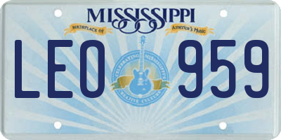 MS license plate LEO959
