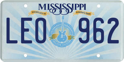 MS license plate LEO962