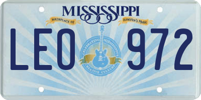 MS license plate LEO972