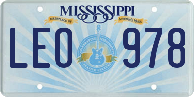 MS license plate LEO978