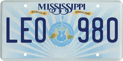 MS license plate LEO980