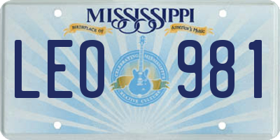MS license plate LEO981