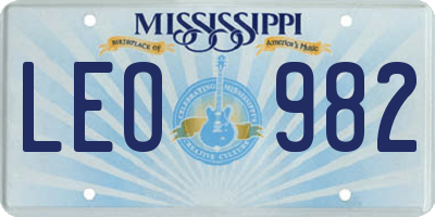 MS license plate LEO982
