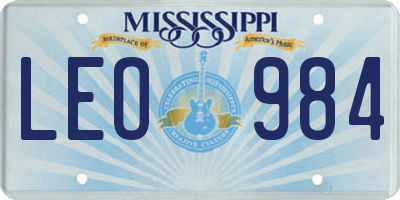 MS license plate LEO984