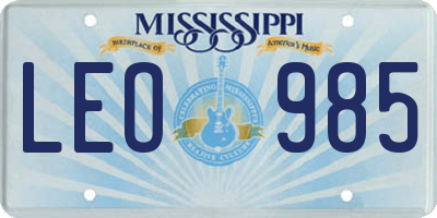 MS license plate LEO985