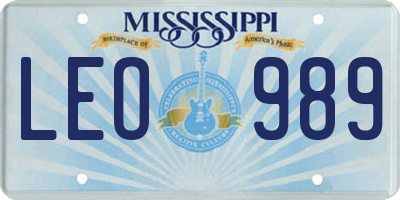 MS license plate LEO989