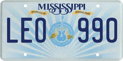MS license plate LEO990
