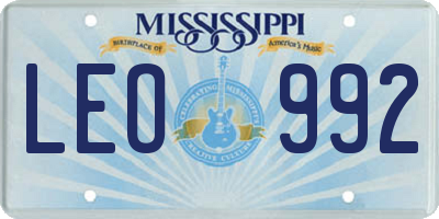 MS license plate LEO992