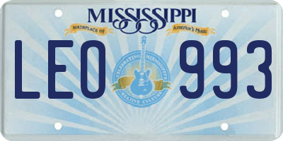 MS license plate LEO993