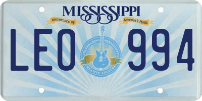 MS license plate LEO994