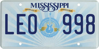 MS license plate LEO998