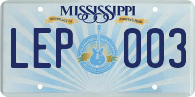 MS license plate LEP003
