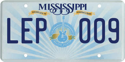 MS license plate LEP009