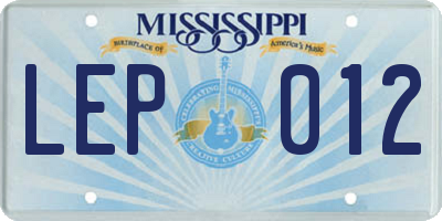MS license plate LEP012