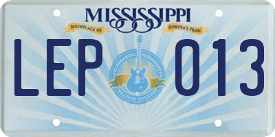 MS license plate LEP013
