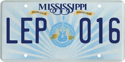 MS license plate LEP016