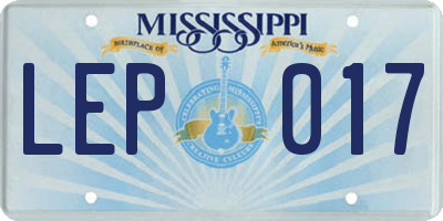 MS license plate LEP017