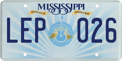 MS license plate LEP026
