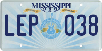 MS license plate LEP038