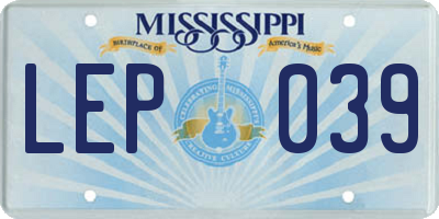 MS license plate LEP039