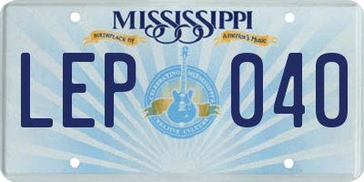 MS license plate LEP040