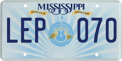 MS license plate LEP070