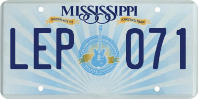 MS license plate LEP071
