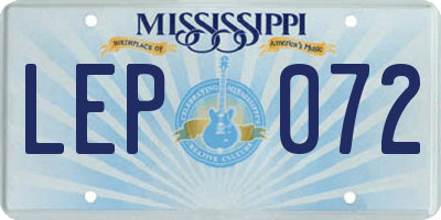 MS license plate LEP072