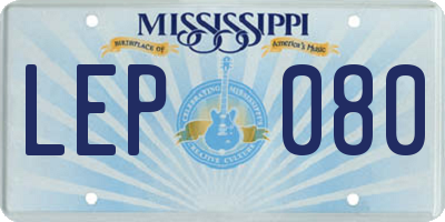MS license plate LEP080