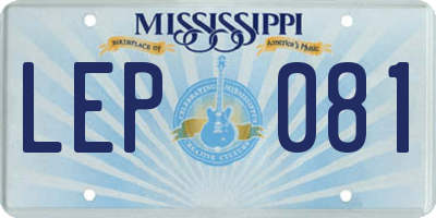 MS license plate LEP081