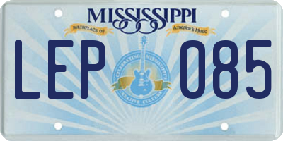 MS license plate LEP085