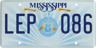 MS license plate LEP086