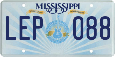 MS license plate LEP088