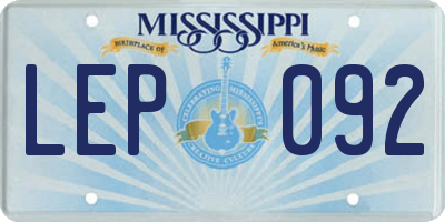 MS license plate LEP092