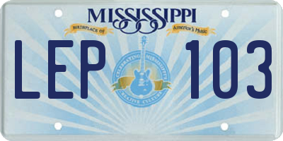 MS license plate LEP103