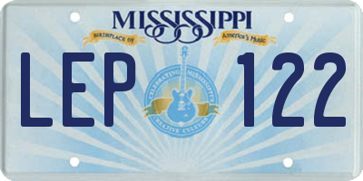 MS license plate LEP122