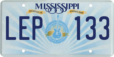 MS license plate LEP133