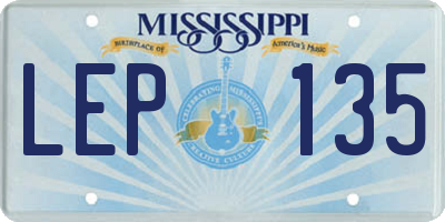 MS license plate LEP135