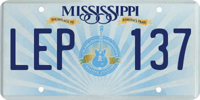 MS license plate LEP137