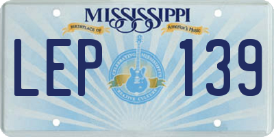 MS license plate LEP139