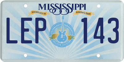 MS license plate LEP143