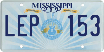 MS license plate LEP153