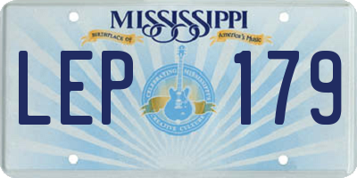 MS license plate LEP179