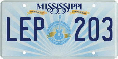 MS license plate LEP203