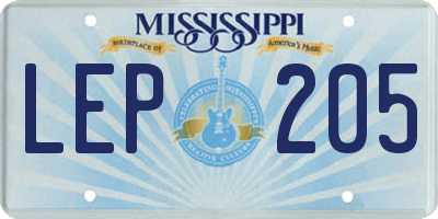 MS license plate LEP205