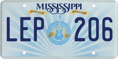 MS license plate LEP206