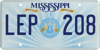 MS license plate LEP208