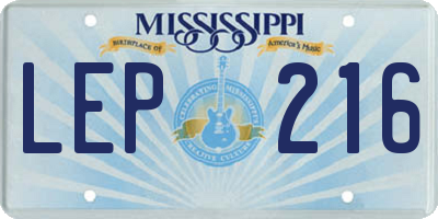MS license plate LEP216