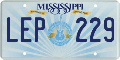 MS license plate LEP229