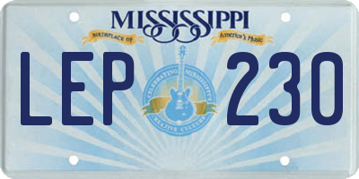 MS license plate LEP230